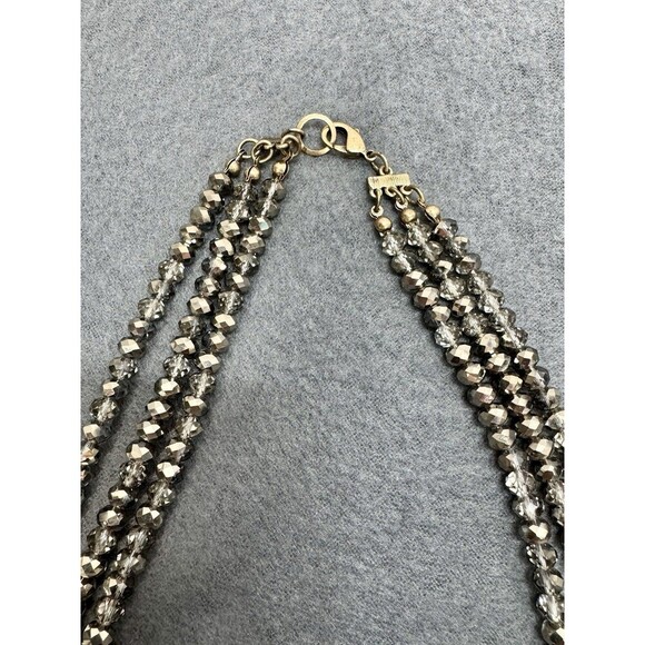 Vintage Statement Rhinestone Collar Necklace Citrine Green Costume 3 Strand Bead - Picture 6 of 9